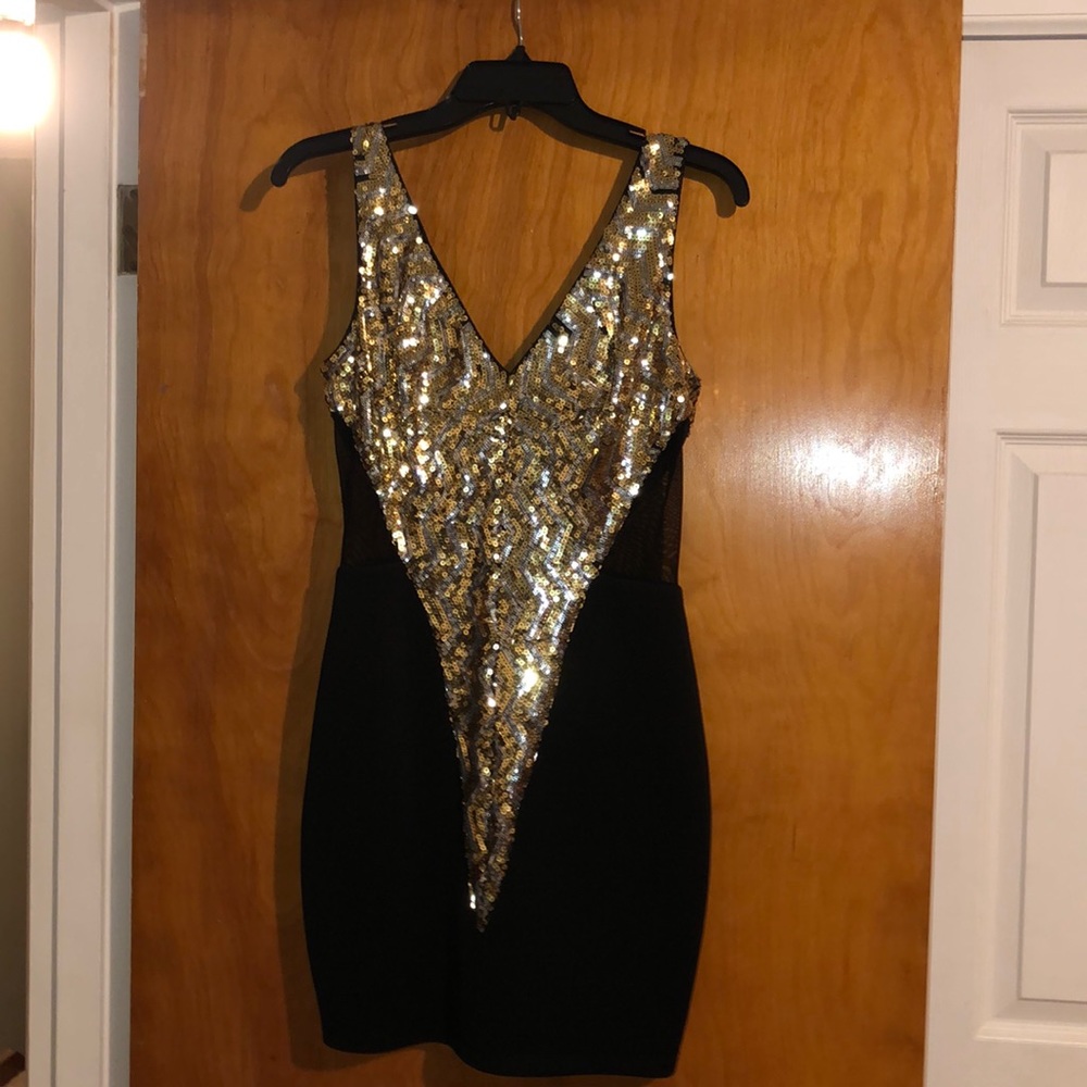 Bebe sequin and black dress